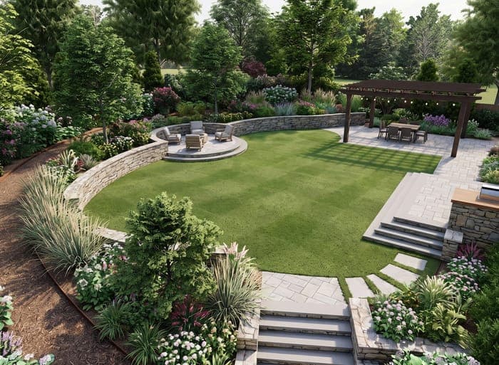 Render pergola lawn
